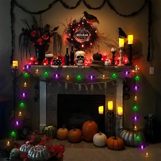Pumpkin Bat Spider Battery - Halloween Lights Decor {3}