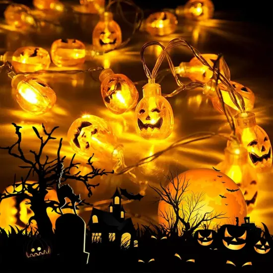Pumpkin 10ft 20 LED Orange Lights {2}