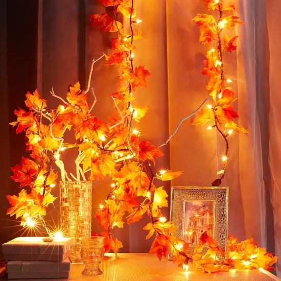 50 Orange Bulbs Connectable Lighted Fall Garland {5}
