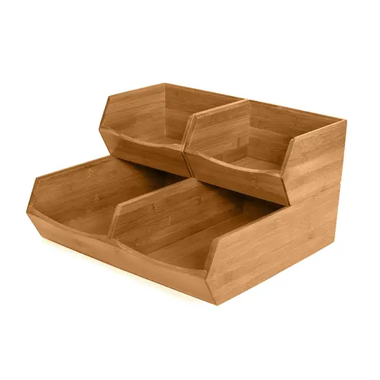 Seville Classics 3-Piece Stackable Bamboo Bin Set {3}