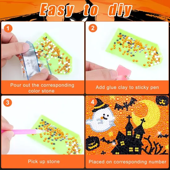 9 Pieces Halloween 5D Diamond Painting Kits {4}