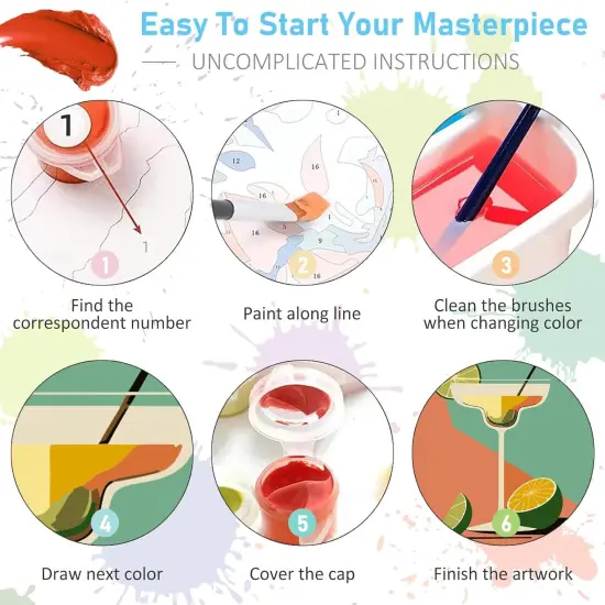 6 Pack Paint by Numbers Kit for Adults Beginners - 8x10 Inch {5}