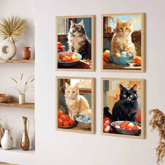 4 Pack Cats Paint by Numbers Kit for Adults Beginners {2}