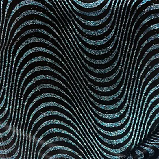 1 Yard Wave Glitter Velvet Polyester Spandex Fabric 60 Inch Width Black Turquoise {1}