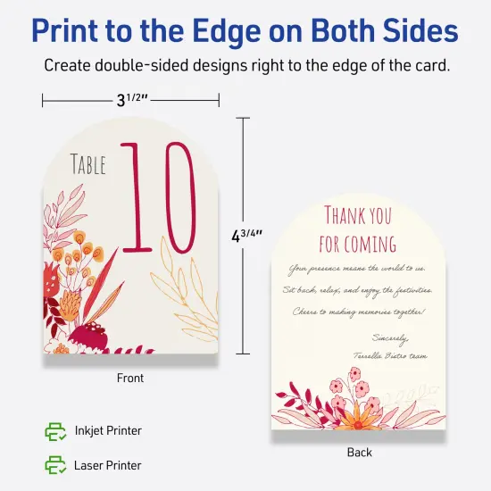 Avery Printable Arched Flat Cards, Sure Feed Technology, 4-3/4" x 3-1/2", Matte Ivory Cardstock, Print-to-The-Edge, Laser/Inkjet Printable, 40 Total {12}