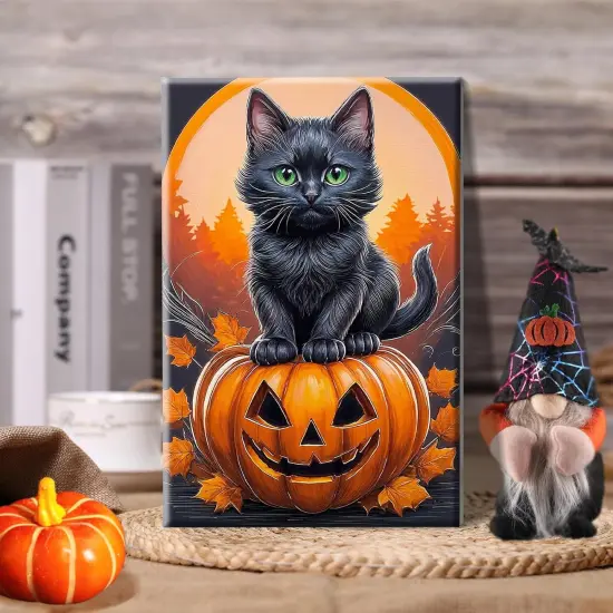 Halloween Paint by Numbers Kit - Black Cat - 8x12 Inch {4}