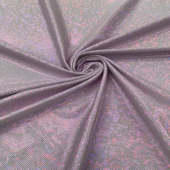 1 Yard Foggy Shattered Glass Foil Spandex Fabric 4 Way Stretch Reflective Nylon Blend 58-60 inches width Lavender/ White {1}
