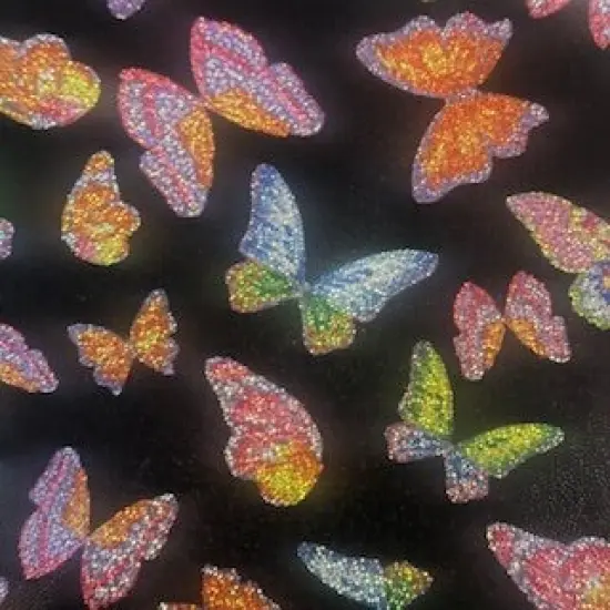 1 Yard Butterfly Hologram Polyester Spandex Fabric for Creative Wearables, Party Outfits, and DIY Designs 60 Inch Width Pink {4}