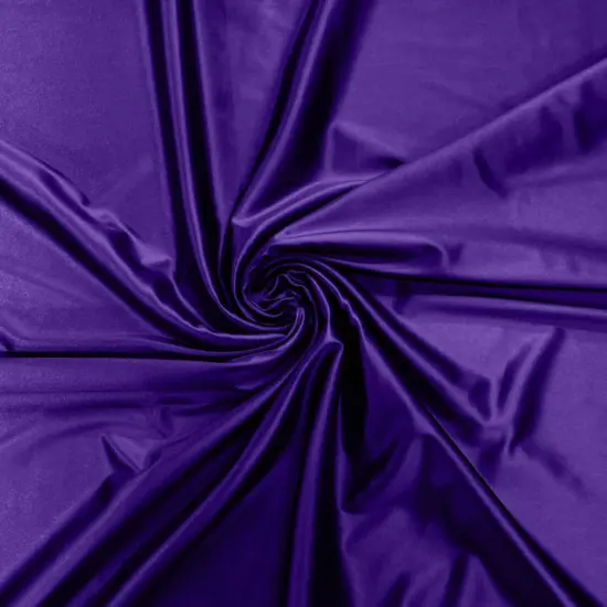 1 Yard Casino Satin Stretch Spandex Fabric Shiny Prom Dress Costume Material Dark Purple {1}