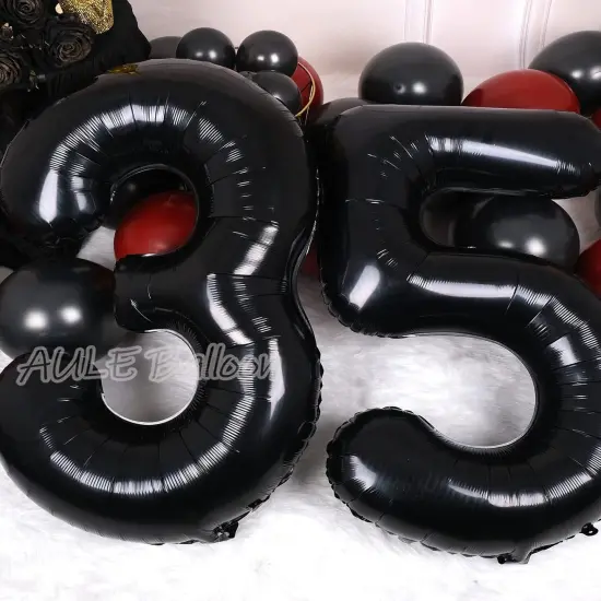 40 Inch Large 35 Balloon Numbers Black, Big Foil Number Balloons {3}