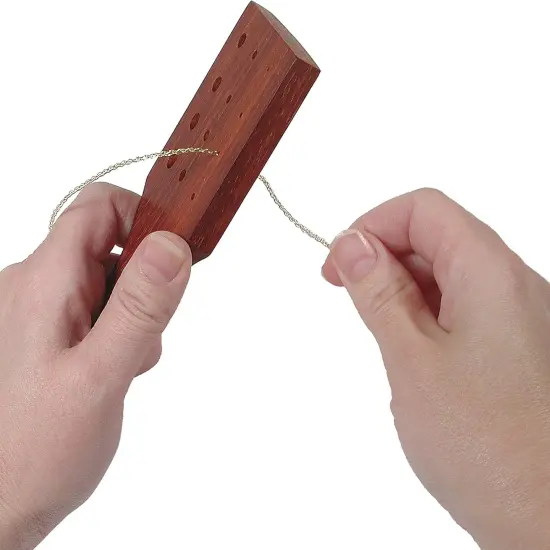 The Beadsmith Deluxe Wire Chain Drawplate, 6 x 2.25, Wooden, with Handle, 12 Holes - Diameter Range 1-7mm, Smooth, Shape and condense Knitted, Crocheted Woven or Braided Wire {4}