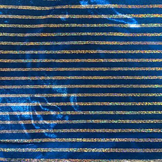 1 Yard Royal Blue Holo Silver Stripe Foggy Foil Nylon Spandex Fabric 58/60 Inch Width {1}