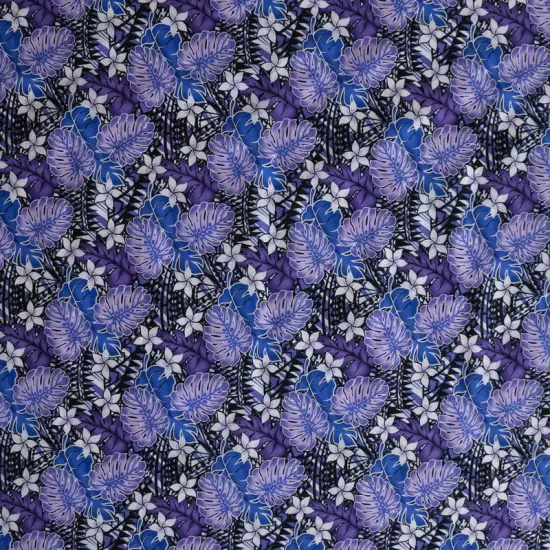 1 Yard Tiare Split Leaf Monstera Lightweight Poly Cotton Fabric 44/45 inch Width Purple {5}