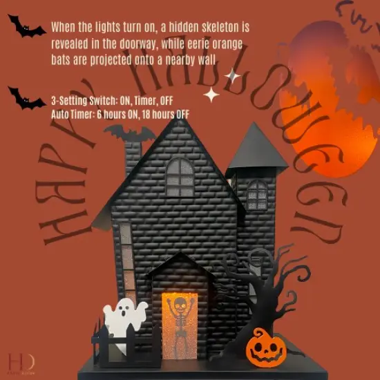 Haute Decor Halloween Haunted House with Bat Projection {4}