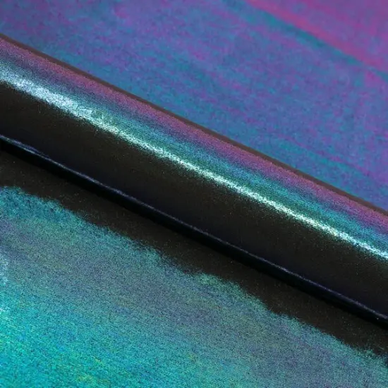 Mercury Titanium Foiled Spandex Fabric Black/Rainbow {1}
