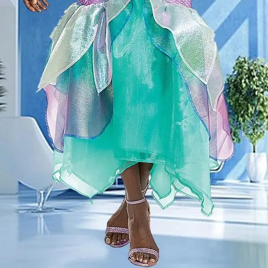 Ariel Mermaid Deluxe Costume Dress with Scaled Print and Flowing Fin Ruffles {4}