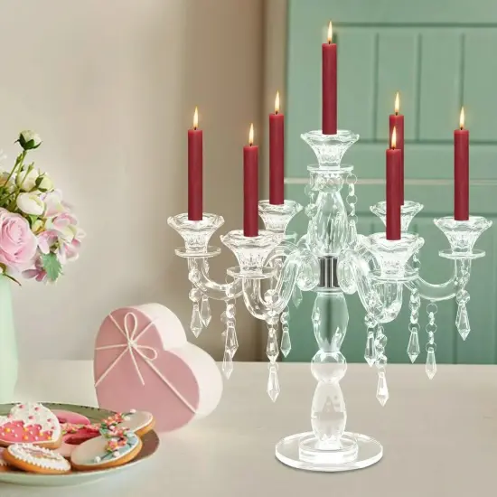 Candlestick Holder Crystal Candelabra Candlestick 7-arm Candle Holder For Party {4}