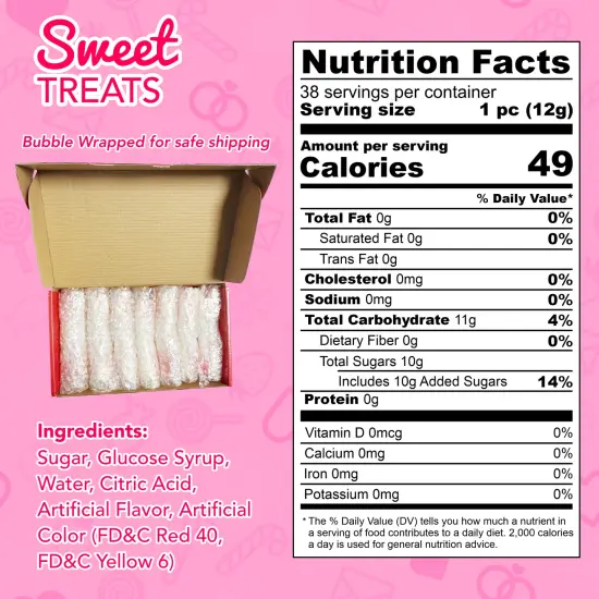 4E's Novelty 38 Pack Heart Shaped Lollipops &ndash; Strawberry N Cream Flavored, Individually Wrapped Valentine's Day Candy, Valentine Candy Hearts for Kids {6}