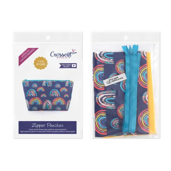 Crosscut Sewing Co.&reg; Zipper Pouch Sewing Project Kit for Beginners with Fabric, Instructions and Video Rainbows {2}