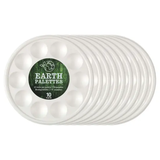 Creative Mark Disposable Paint Palette, 7-3/8" Diameter, 10 Pack - Eco-Conscious, Biodegradable Paint Holder Tray for Artists, Compostable Paint Tray Palette with 10 Wells Each, Easy Cleanup {1}