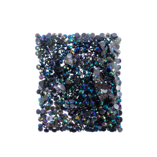 John Bead 6mm (SS28) Round Acrylic Flat Back Rhinestones, 1000pcs Black AB {4}