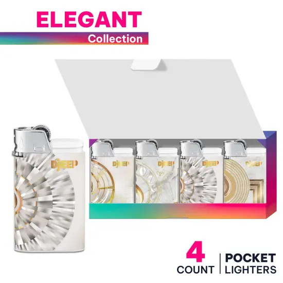 DJEEP Pocket Lighters, ELEGANT Collection Textured Metallic, Marbled Unique Lighters, 4-Count Pack of Disposable Lighters {3}