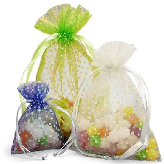 Polka Dot Organza Bag 5" x 6.5" Stylish and Spacious {2}