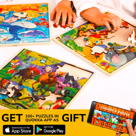 28 Pieces Wooden Puzzles for Kids | Wild Animals {6}