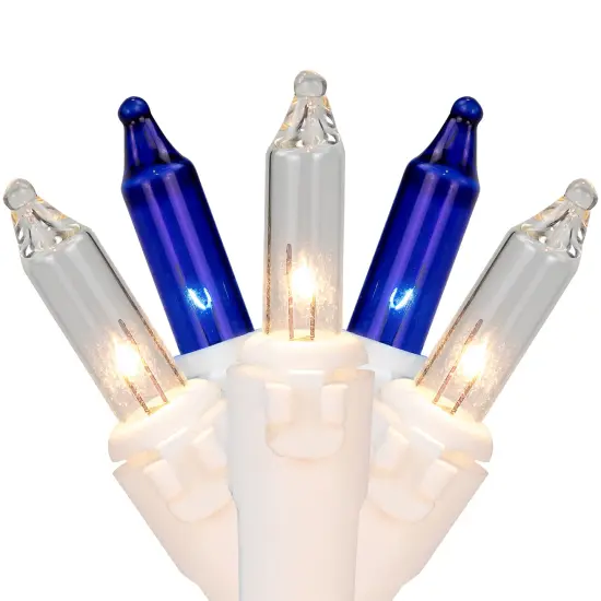 Northlight Mini Incandescent Christmas Lights - Blue and Clear - 10' White Wire - 50ct {3}
