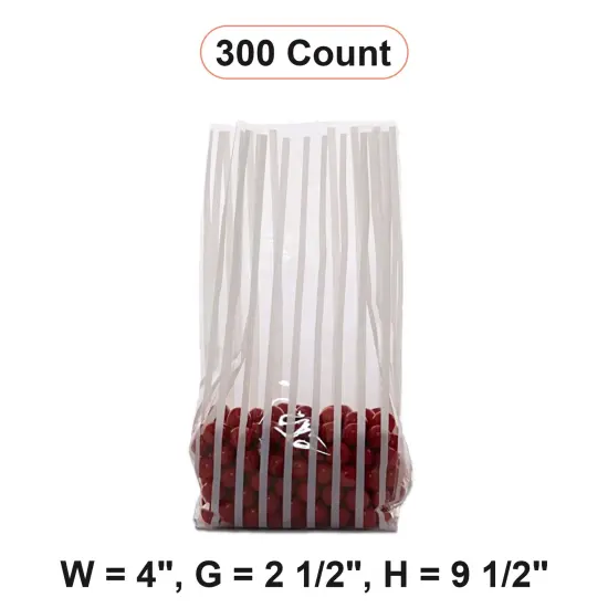 4''x2 1/2"x9 1/2" Striped Cello Bags for Gift Wrapping {1}
