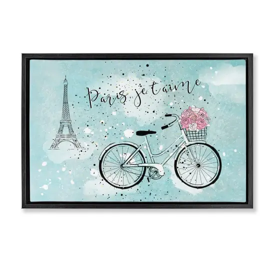 Stupell Industries Love Paris Bicycle Framed Floater Canvas Wall Art Design by Martina Pavlova {1}