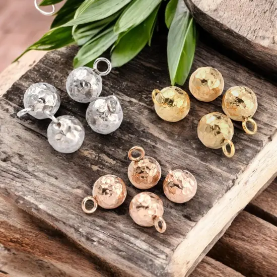 *25* 6mm Plated 304 Stainless Steel Hammered Ball Charms - Choose Your Color Gold (3957) {3}