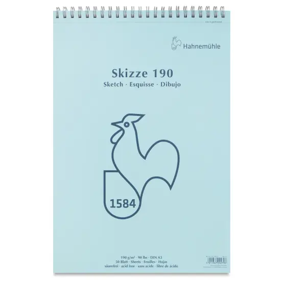 Hahnem&uuml;hle Skizze Spiral-Bound Sketch Pad - 11.69" x 16.53", 50 Sheets, 190 gsm {1}