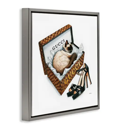 Stupell Industries Glam Cat Shoebox Framed Floater Canvas Wall Art Design by Amanda Greenwood {3}