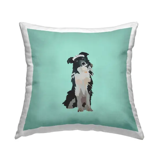 Collie with Tiara Design by Amelia Noyes Throw Pillow  {1}