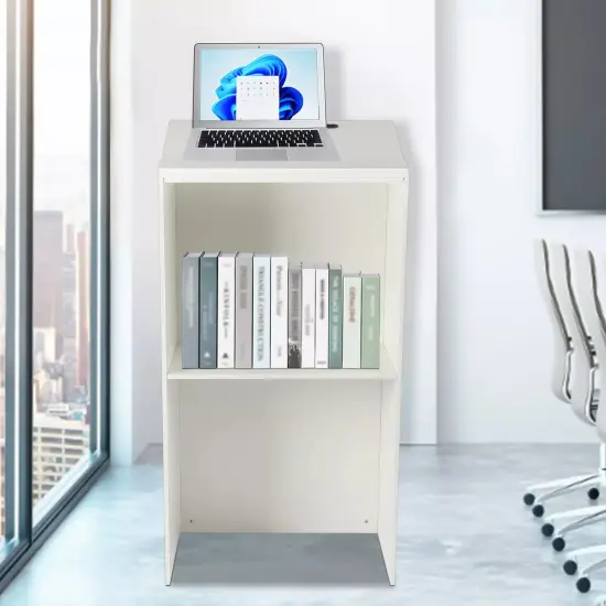 Floor Standing Podium w/ Storage Board+Pencil Slot for School Church Conference {2}