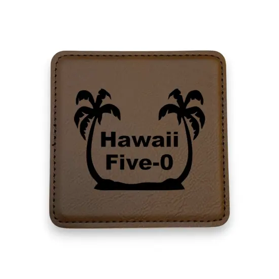 Coaster - Hawaii Five-0 - SET OF 2 - Leather or Stitched Cork Black/Silver {2}