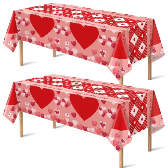 OHOME 2 Pack Valentines Day Decorations - Valentines Decor - Disposable Plastic Valentines Tablecloth | Valentine Decorations Indoor - Valentines Party Decorations Favors | Valentines Backdrop Banner {1}
