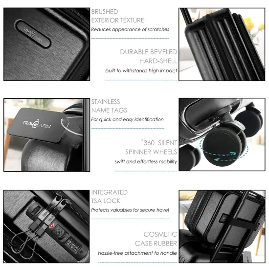 TravelArim 20 Inch Carry On Luggage with Luggage Scale Black {5}