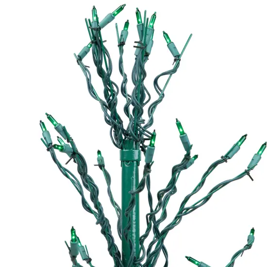 Northlight 4' Pre-Lit Green Slim Profile Cascade Twig Christmas Tree - Green Lights {7}