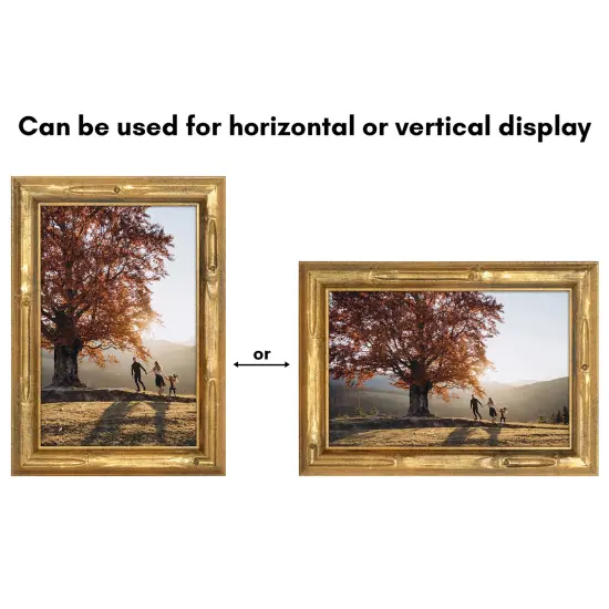 Americanflat Picture Frame with Bamboo Design - Gold Bamboo Frame with Shatter-Resistant Glass - Elegant Gallery Style Frame - Faux Bamboo Photo Frame for Tabletop or Wall Display {10}