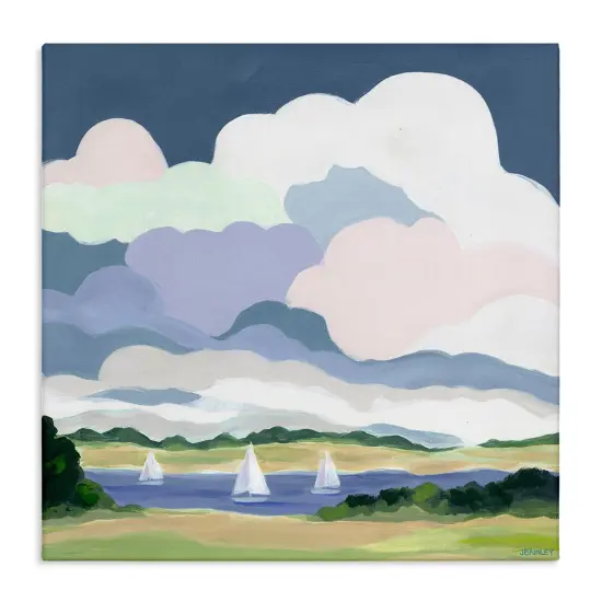 Stupell Industries Lake Sailboats with Clouds Canvas Wall Art Design by Jennifer Brinley {1}