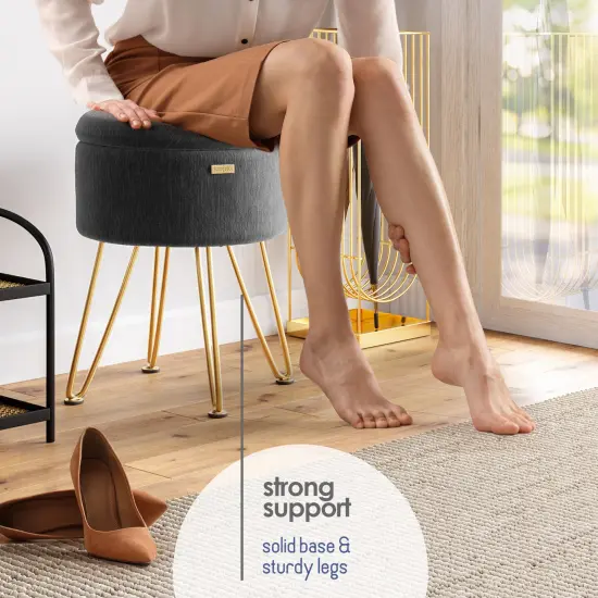 StorageBud Textured Velvet Storage Ottoman with Storage {3}