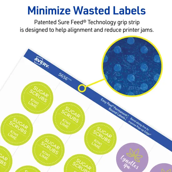 Avery Printable Round Labels with Sure Feed, 1" Diameter, Matte White, Permanent Adhesive, Laser & Inkjet Printers, 1,200 Blank Labels (5656) {4}