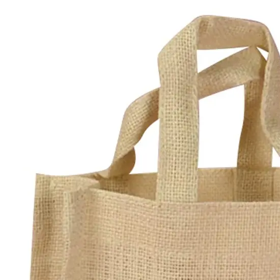 Small Jute Handle Bag Trimmed Bottom 7" x 2.75" x 6" Compact and Stylish {4}