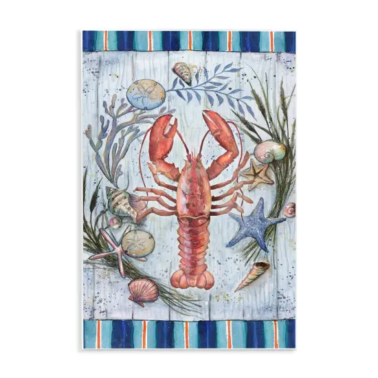 Stupell Industries Coastal Wreath & Lobster Wall Plaque Art Design by Geoff Allen {1}