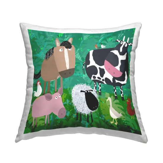 Cartoon Farm Animals Design by Carla Daly Throw Pillow  {1}