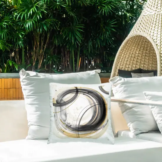 Aligned Circles Abstraction Design by Nan Outdoor Printed Pillow  {2}