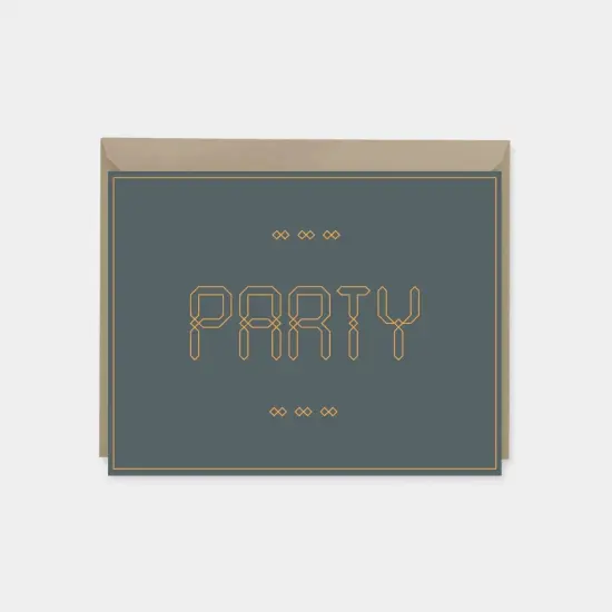"Party" Maroque Invitation Card IV, Orange {1}