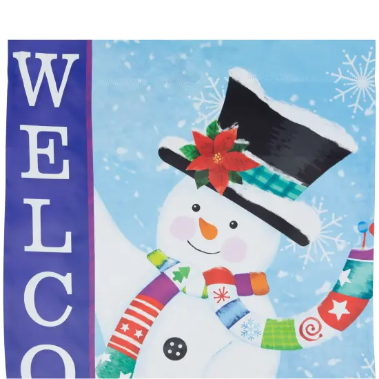 Northlight Joyful Snowman "Welcome" Christmas Outdoor Flag - 40" x 28" White {6}